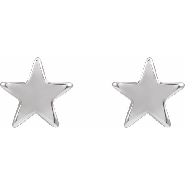 14K White 4 mm Star Friction Post & Back Earrings