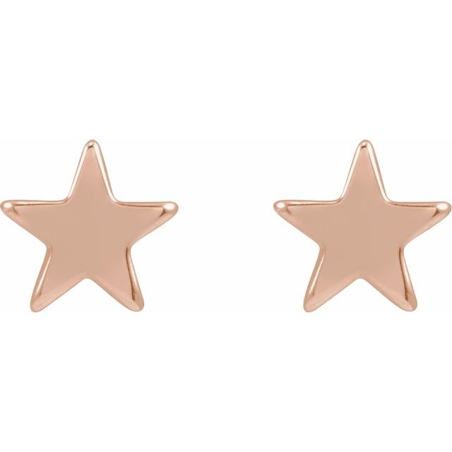 14K Rose 4 mm Star Friction Post & Back Earrings