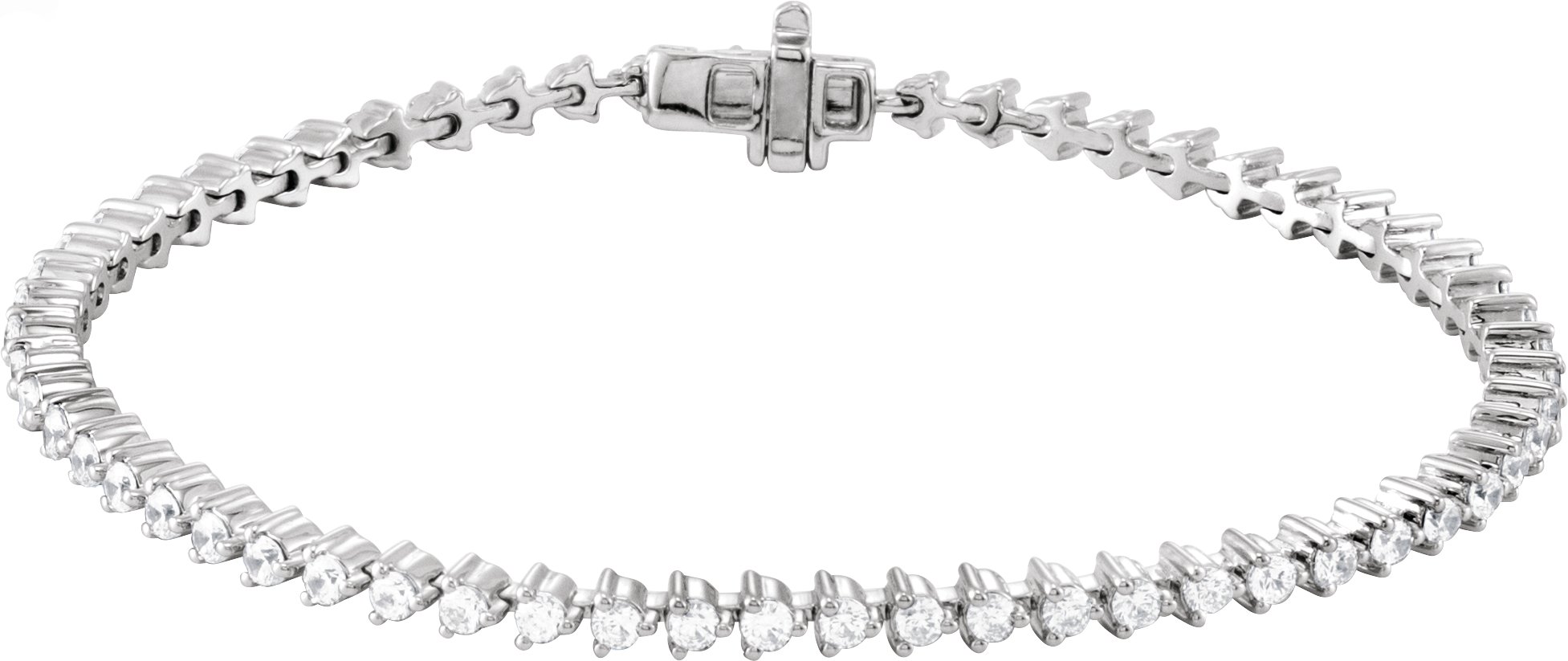 14K White 3 CTW Lab-Grown Diamond 7 1/4" Line Bracelet