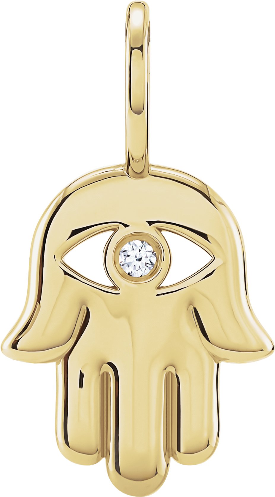 14K Yellow .02 CT Natural Diamond Hamsa Hand Pendant/Charm