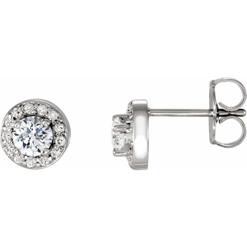Round 4-Prong Halo-Style Earrings