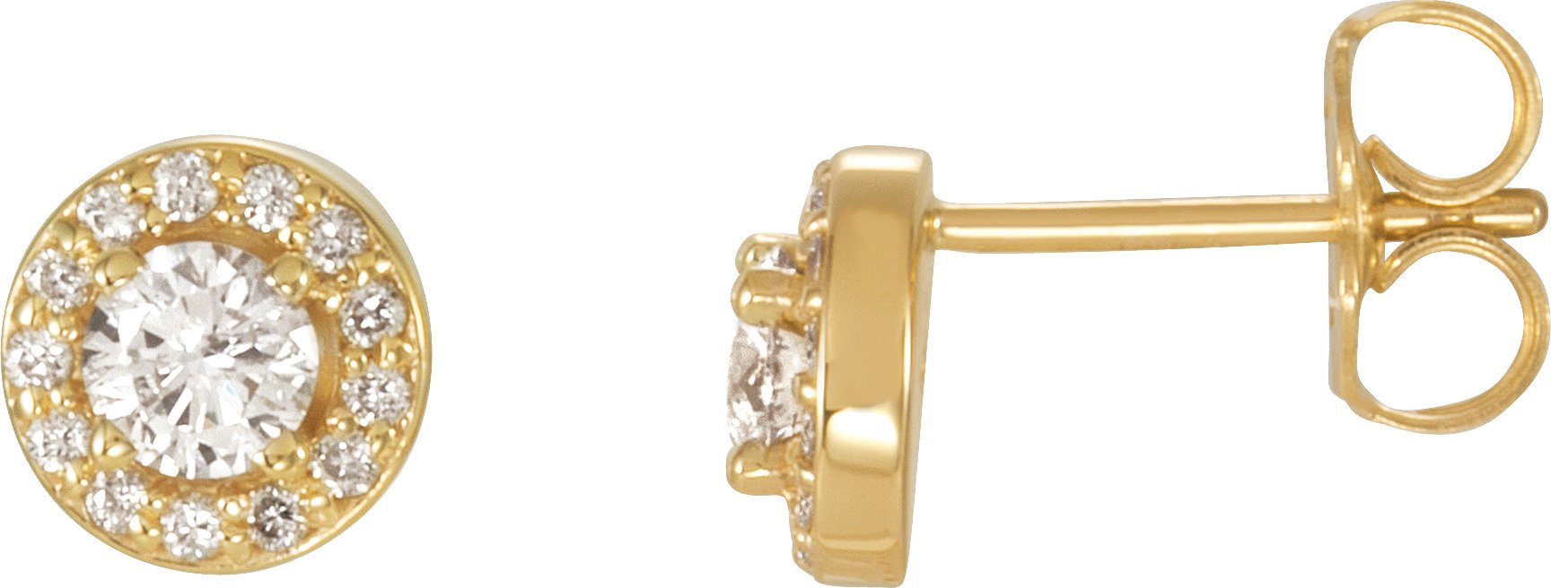 14K Yellow 5/8 CTW Natural Diamond Halo-Style Earrings