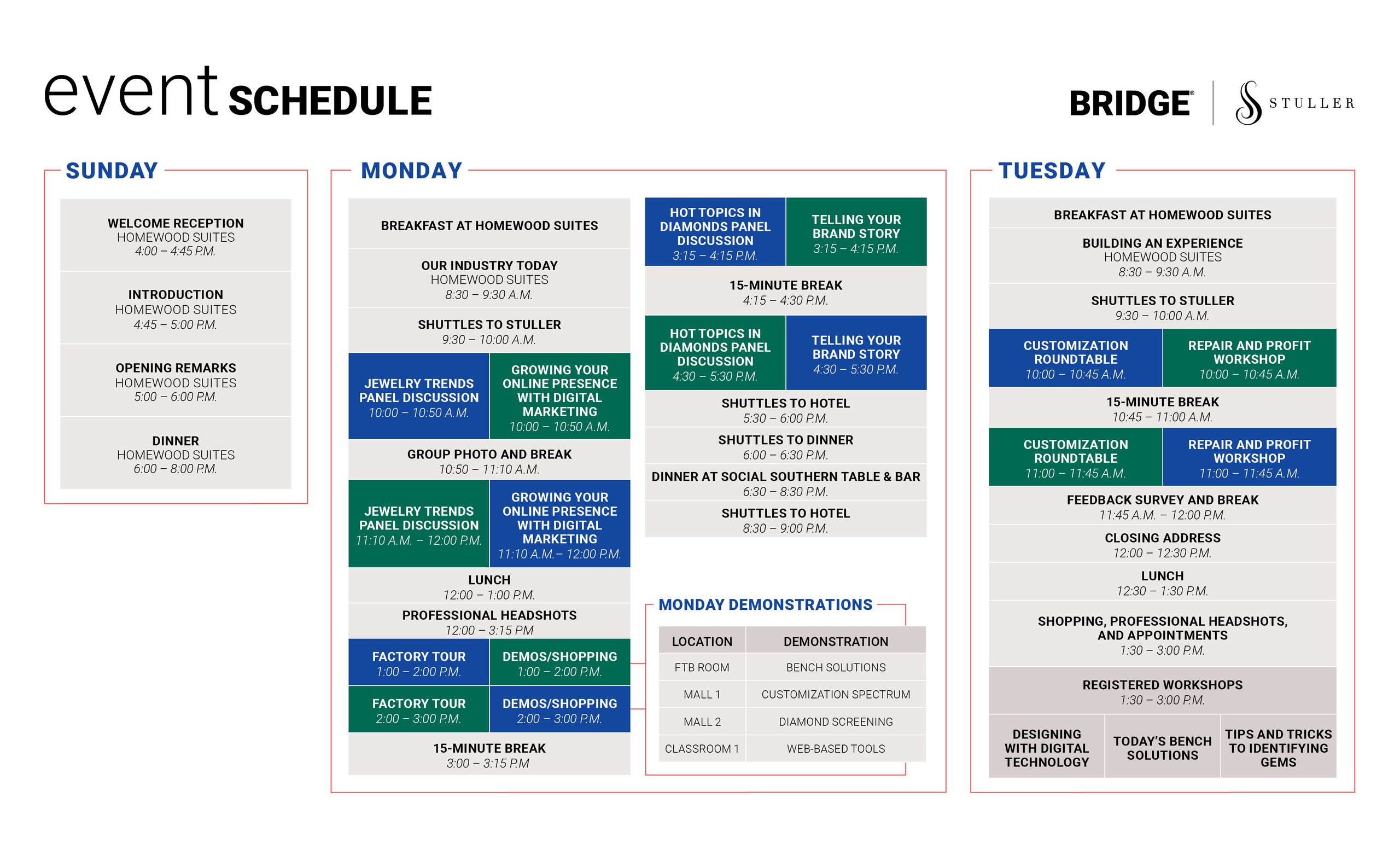 Bridge Schedule Stuller