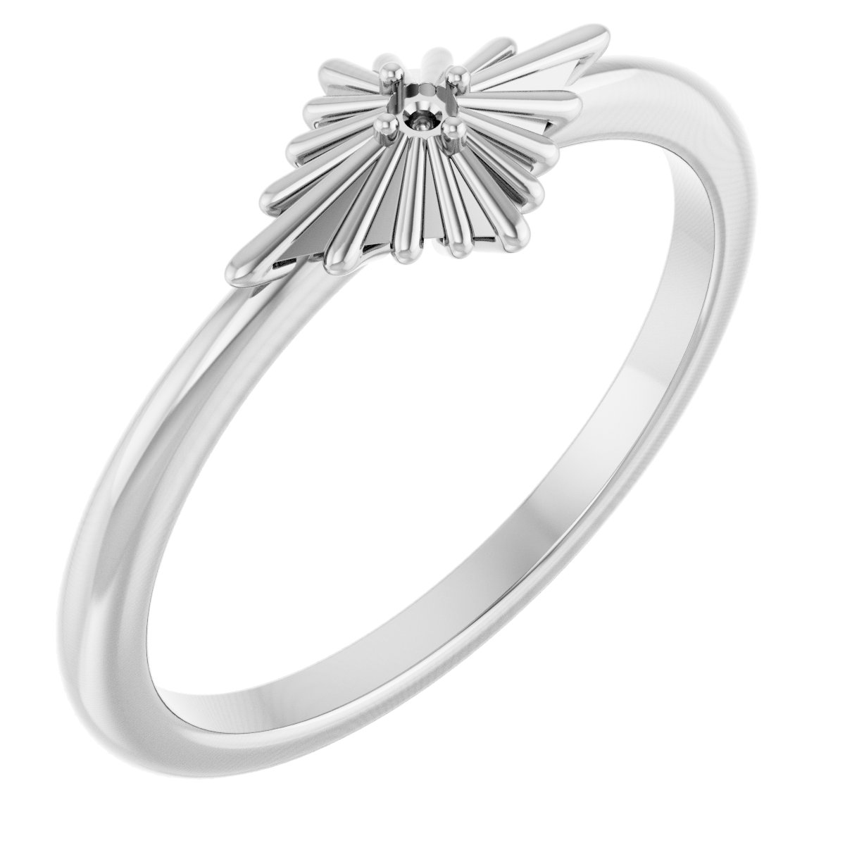 Sterling Silver 1.5 mm Round Accented Starburst Ring