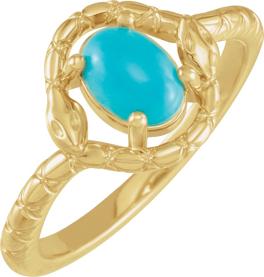 14K Yellow Natural Turquoise Snake Ring