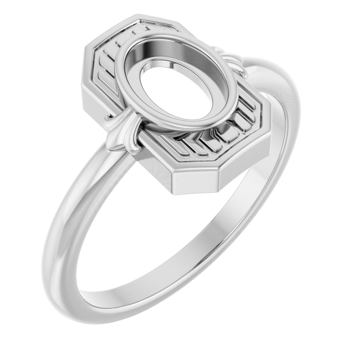 Platinum 7x5 mm Oval Cabochon Ring