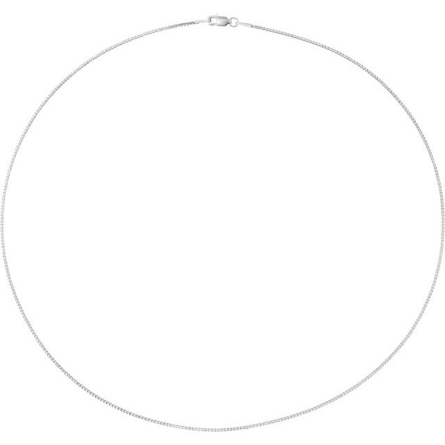 Rhodium-Plated Sterling Silver 1 mm Box 20 Chain
