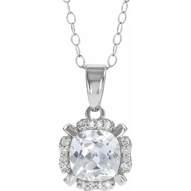 14K White Lab-Grown White Sapphire & .04 CTW Natural Diamond 18