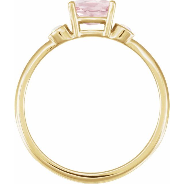 14K Yellow Gold 6x4 mm Natural Pink Morganite & Natural White Opal Ring 14K Yellow Gold 6x4 mm Natural Pink Morganite & Natural White Opal Ring