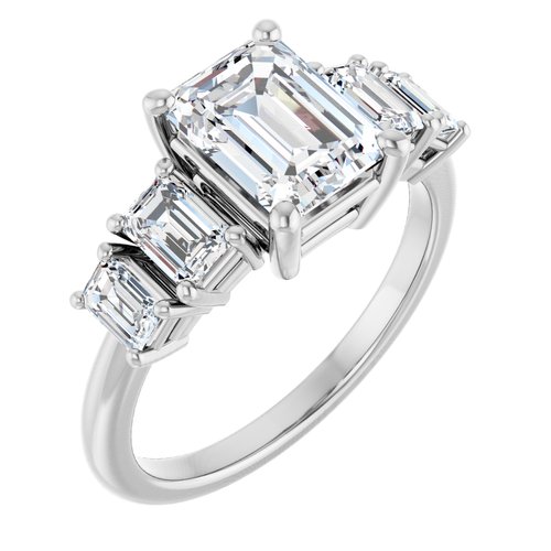 14K White Emerald 1 3/4 ct Engagement Ring