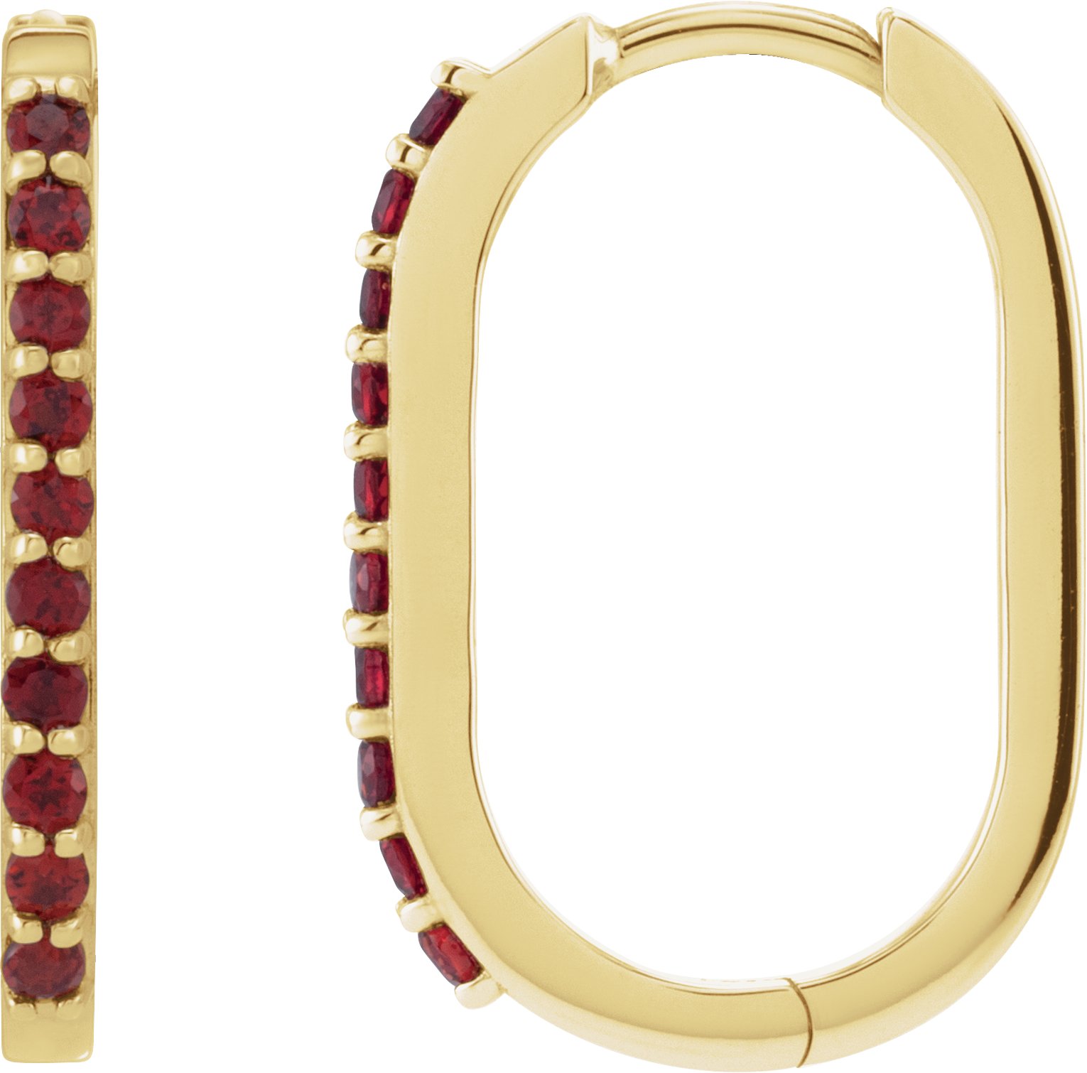 14K Yellow 20 mm Natural Mozambique Garnet Hoop Earrings