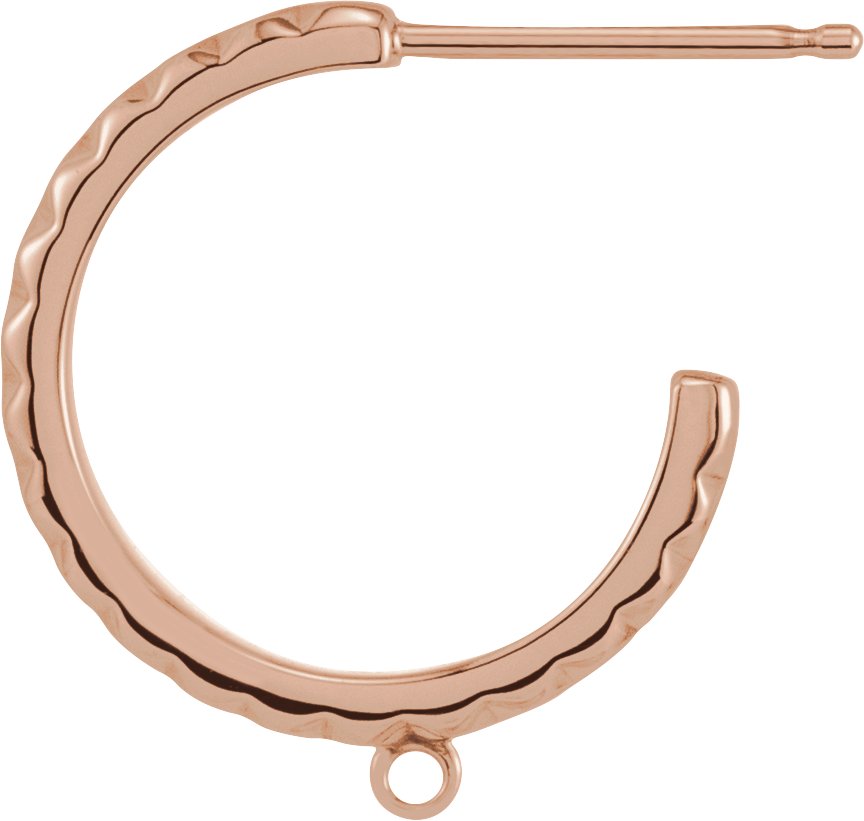 18K Rose 15 mm Hoop Earring Top