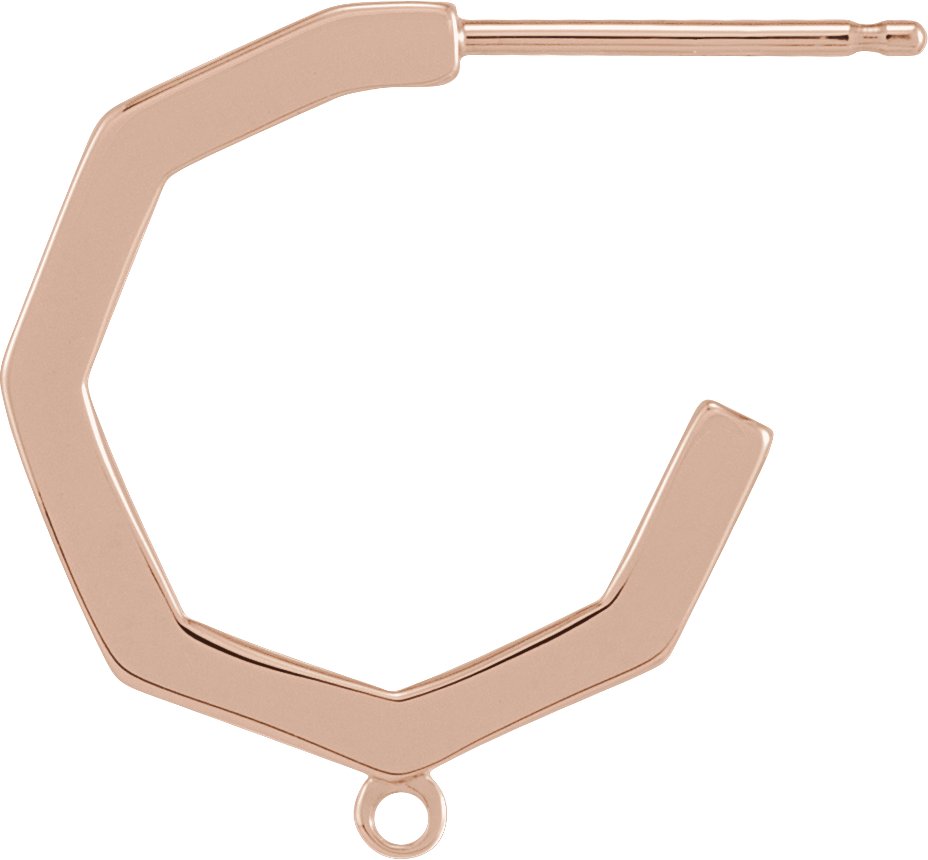 18K Rose 12 mm Geometric Hoop Earring Top