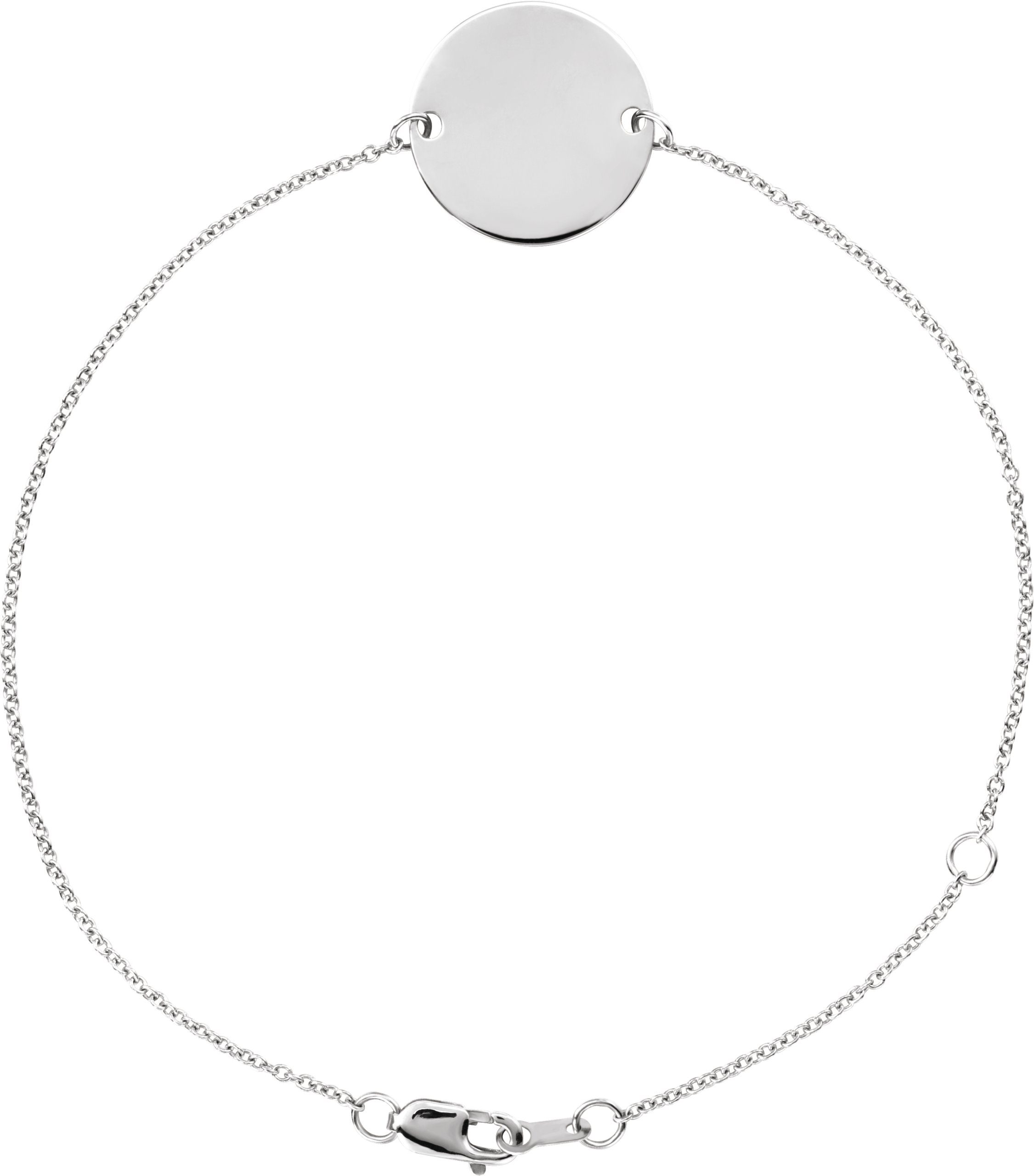 Sterling Silver Engravable Adjustable Disc 6 1/2-7 1/2