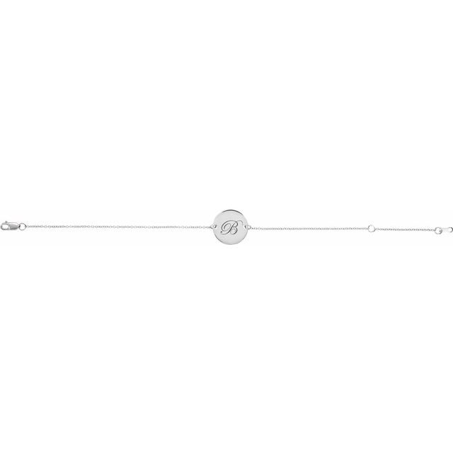 14K White Engravable Adjustable Disc 6 1/2-7 1/2 Bracelet