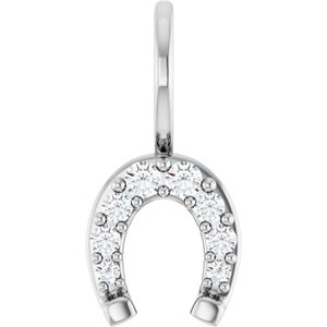 Sterling Silver 1/8 CTW Natural Diamond Horseshoe Pendant