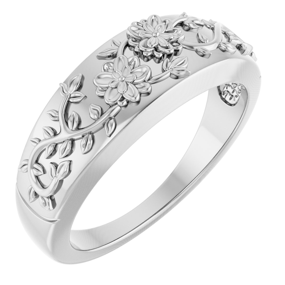 14K White Floral Ring 