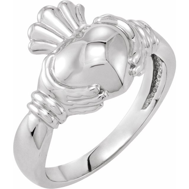 14K White Claddagh Ring Size 7