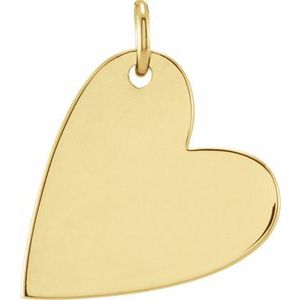 14K Yellow Engravable Sideways Heart Pendant