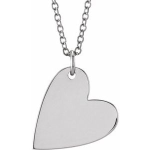 Sterling Silver Engravable Sideways Heart 16-18