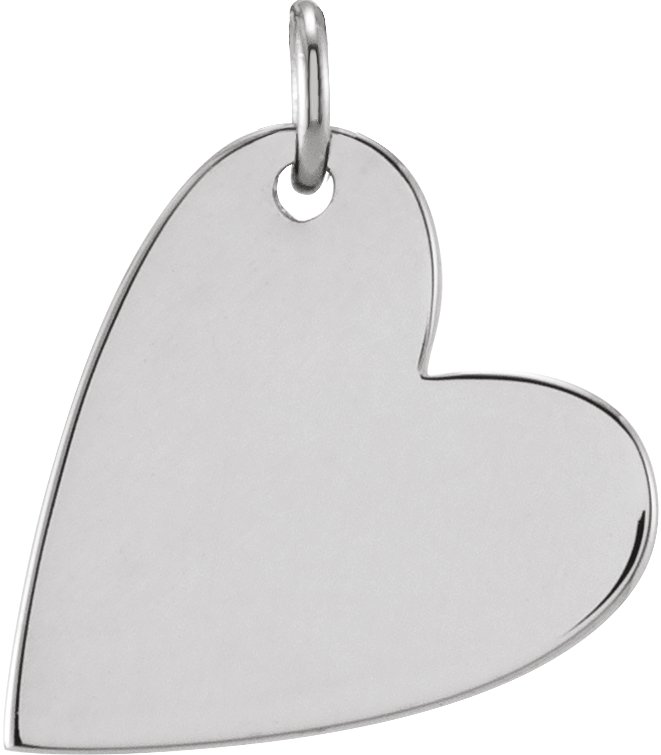 14K White Engravable Sideways Heart Pendant