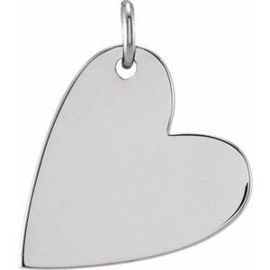 14K White Engravable Sideways Heart Pendant