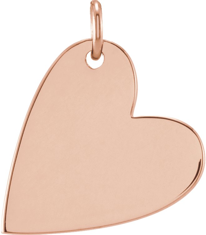 14K Rose Engravable Sideways Heart Pendant