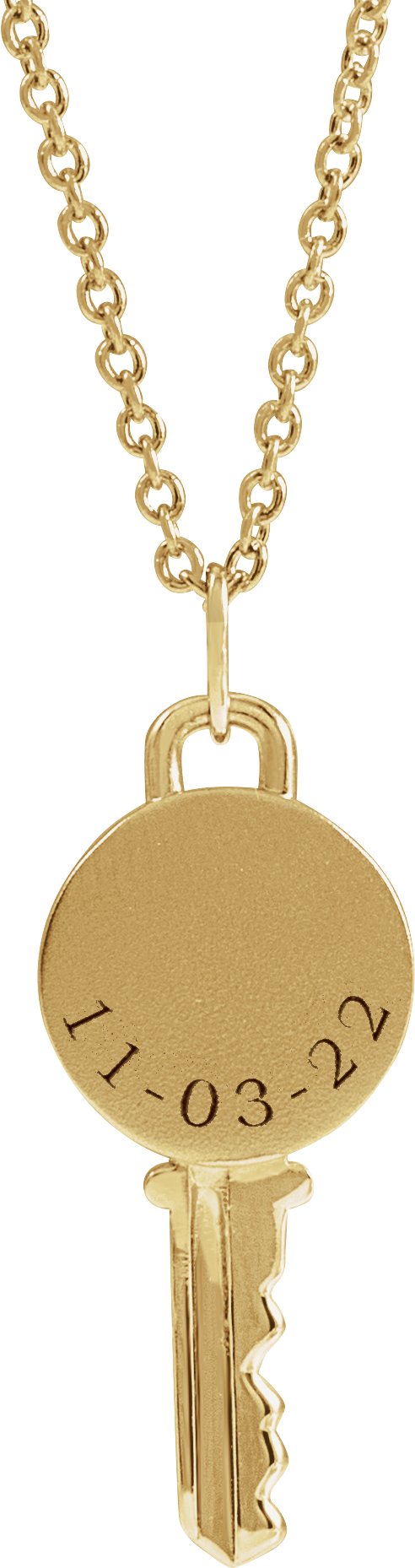 14K Yellow Engravable Key 16-18 Necklace