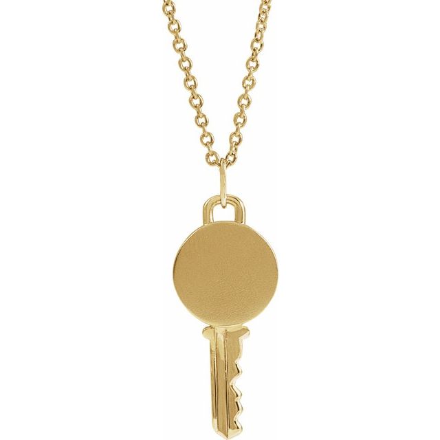14K Yellow Engravable Key 16-18 Necklace