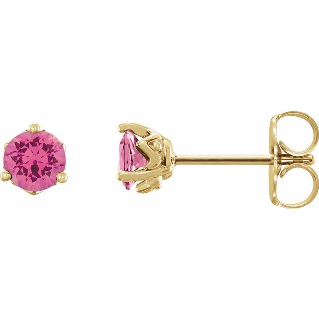 14K Yellow 4 mm Natural Pink Spinel Earrings