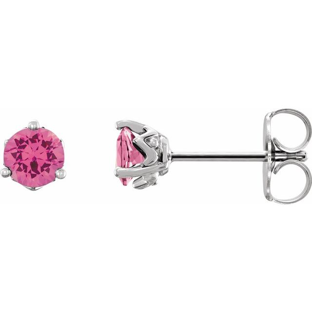 Sterling Silver 4 mm Natural Pink Spinel Earrings