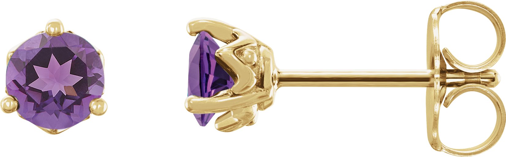 14K Yellow 4 mm Natural Amethyst Earrings