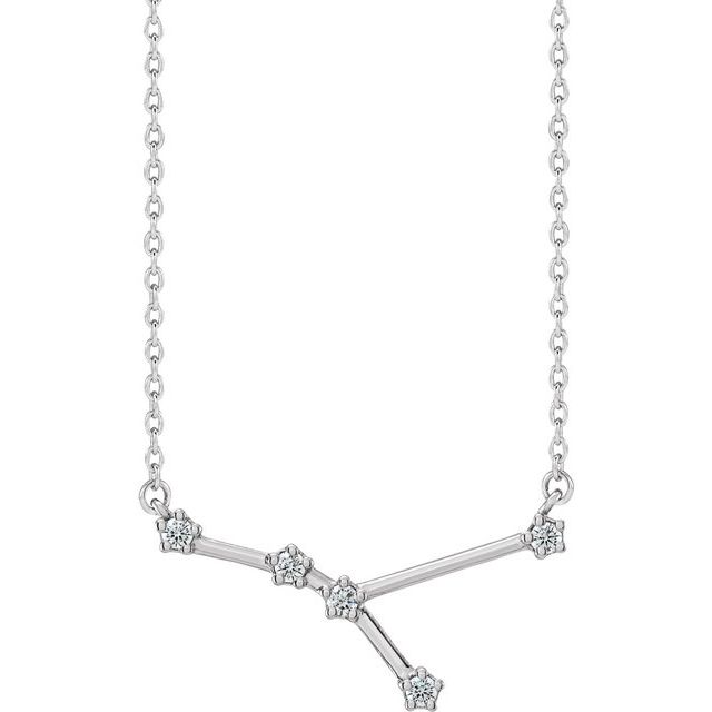 14K White 1/8 CTW Natural Diamond Cancer 16-18 Necklace