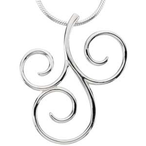 14K White Scroll 18" Necklace