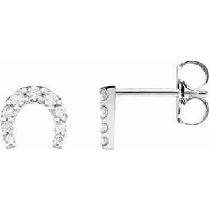 14K White 1/6 CTW Natural Diamond Horseshoe Earrings