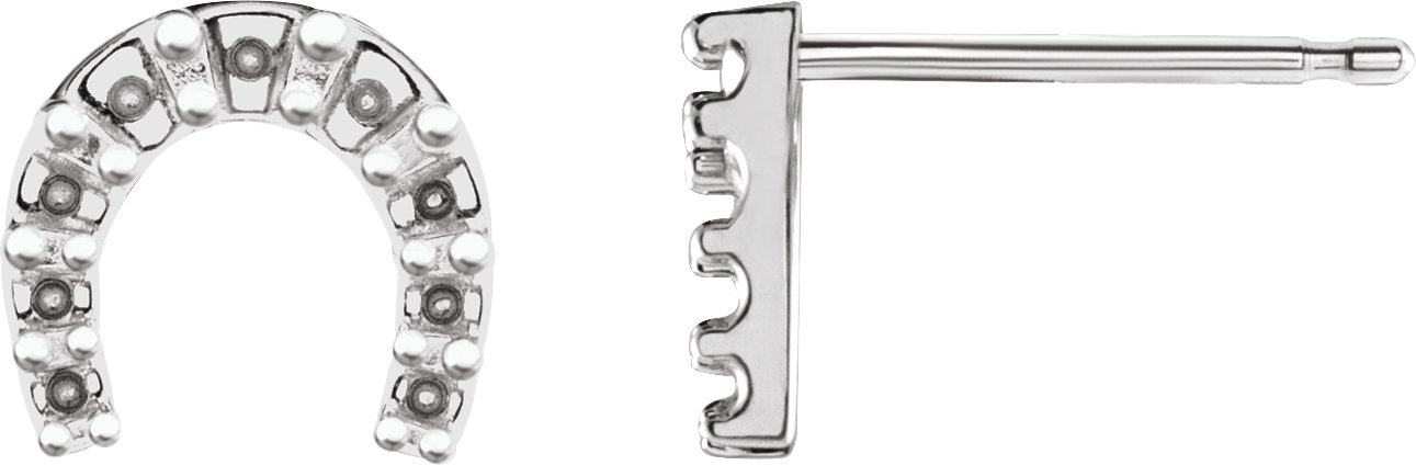 Sterling Silver Accented Horseshoe Earring Mounting