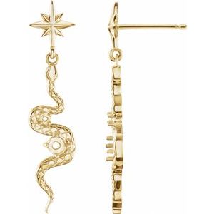 14K Yellow Accented Right Snake Earring Mounting