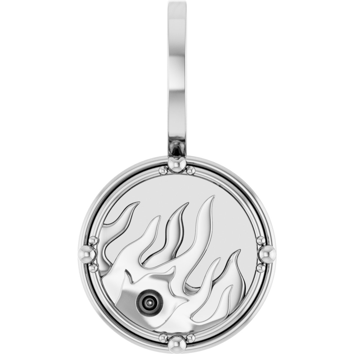 Sterling Silver 1.5 mm Round Accented Fire Element Pendant Mounting