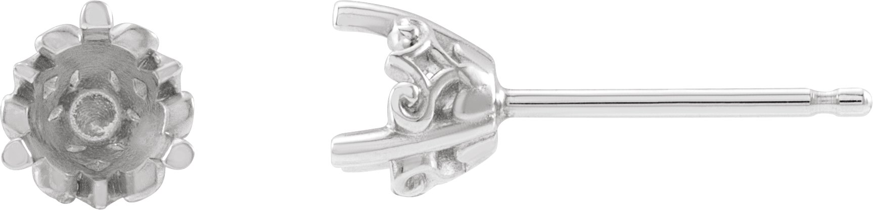 Round 3-Prong Scroll Stud Earrings