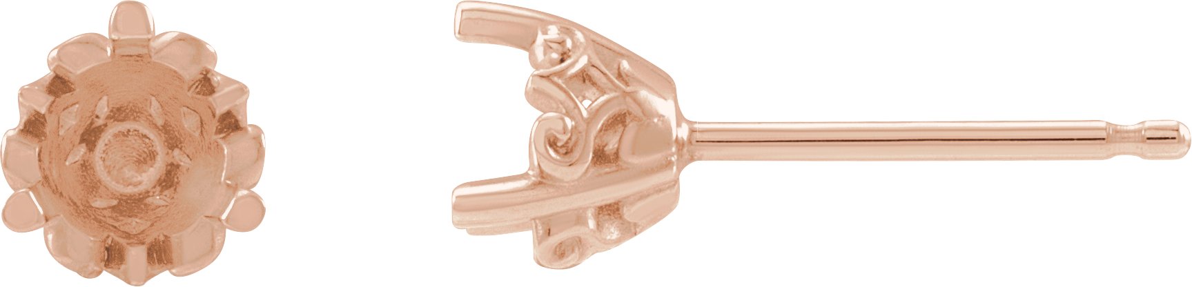 Round 3-Prong Scroll Stud Earrings