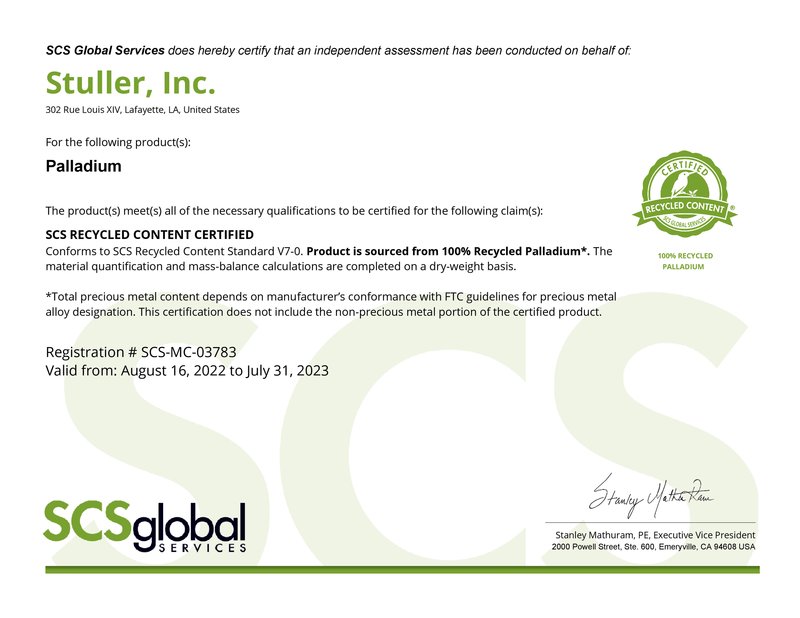 SCS Palladium Certificate