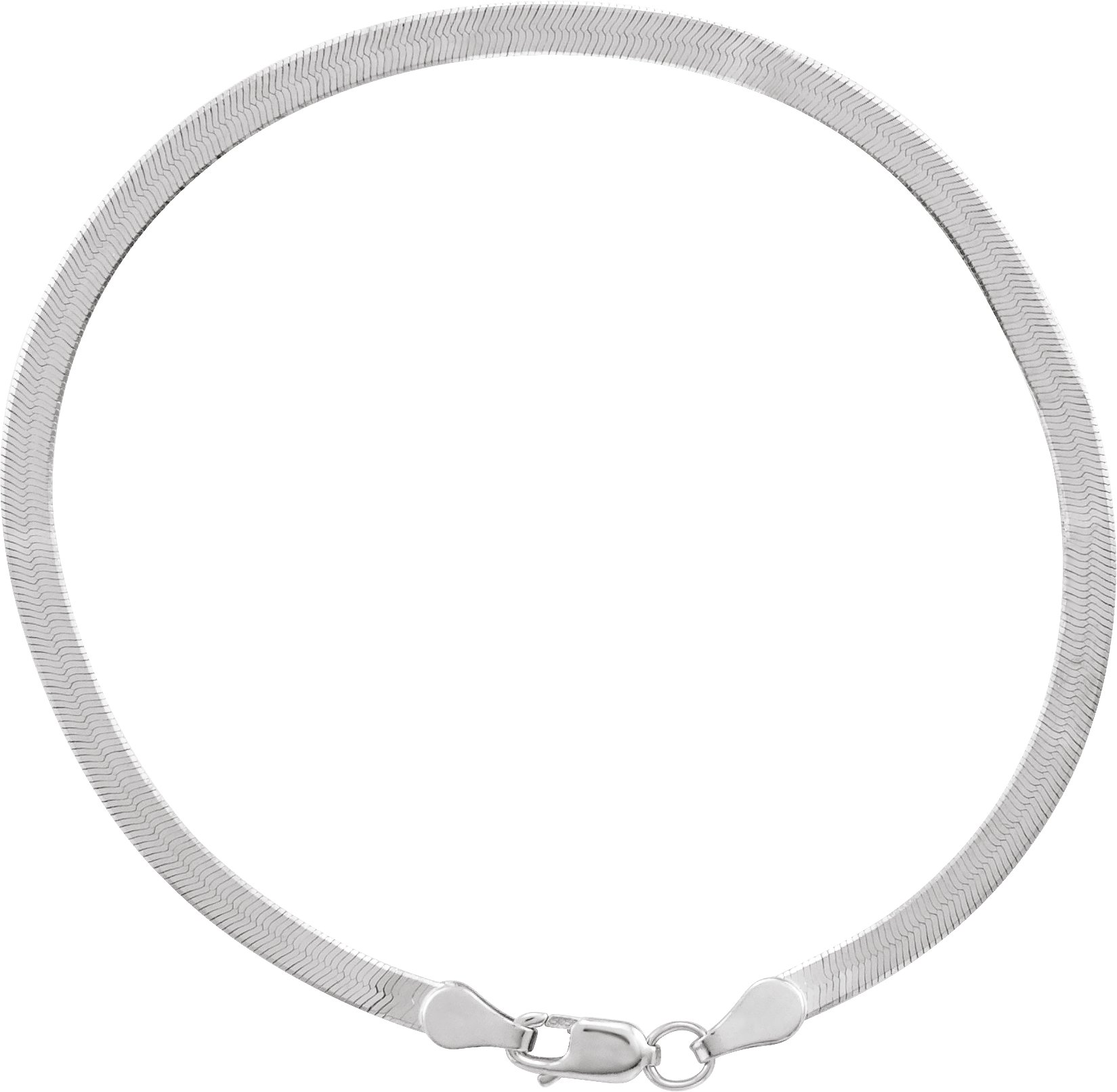14K White 2.8 mm Flexible Herringbone 7" Chain
