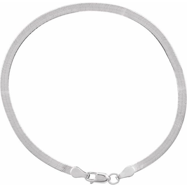 14K White 2.8 mm Flexible Herringbone 7" Chain