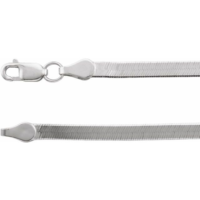 14K White 2.8 mm Flexible Herringbone 16" Chain