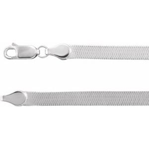 14K White 4.6 mm Flexible Herringbone 24" Chain