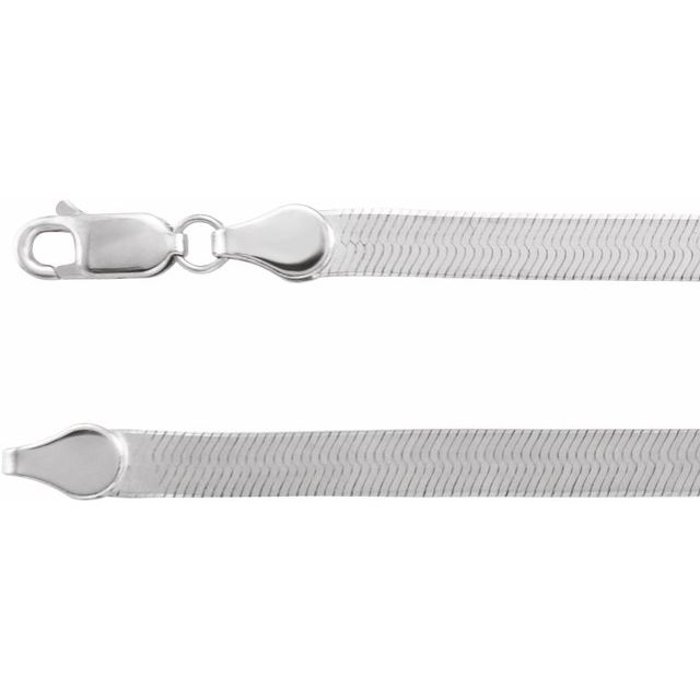 14K White 4.6 mm Flexible Herringbone 16 Chain