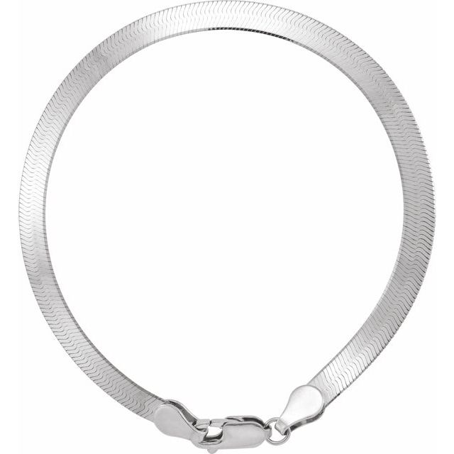 14K White 4.6 mm Flexible Herringbone 7 Chain