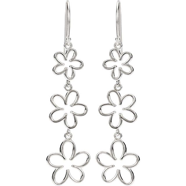 Sterling Silver Flower Dangle Earrings