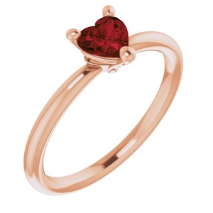 14K Rose Natural Mozambique Garnet Heart Solitaire Ring