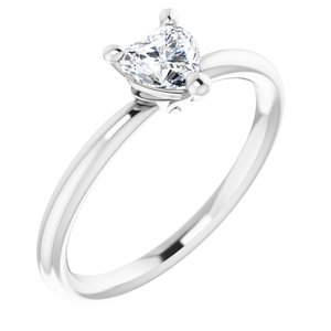 Platinum Natural White Sapphire Heart Solitaire Ring